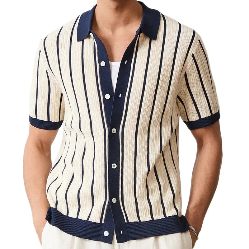 Luxury Knitting Striped Shirts Men