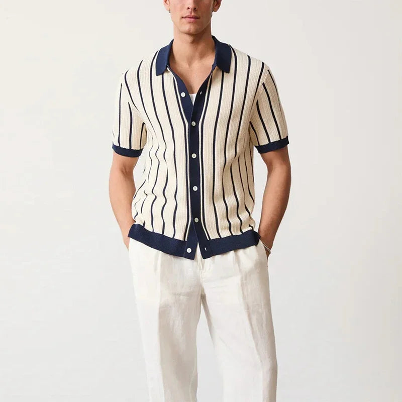 Luxury Knitting Striped Shirts Men