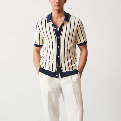 Luxury Knitting Striped Shirts Men