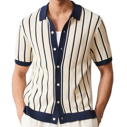 Luxury Knitting Striped Shirts Men