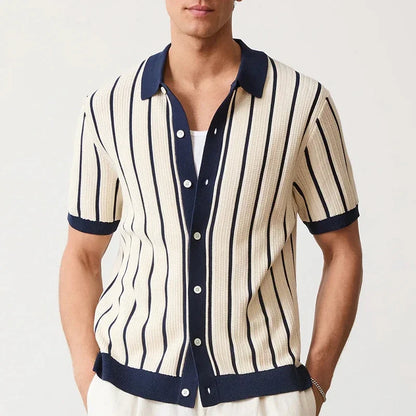 Luxury Knitting Striped Shirts Men