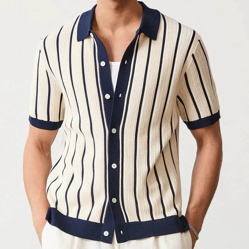 Luxury Knitting Striped Shirts Men
